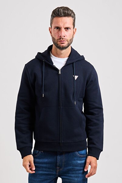 Guess Hanorac bărbătesc cu fermoar, albastru ocean, m4yq28