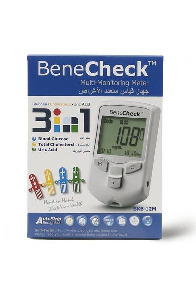 BeneCheck بيني تشيك جهاز قياس متعدد الأغراض (قياس السكر-الكولوسترول-اليورك اس...