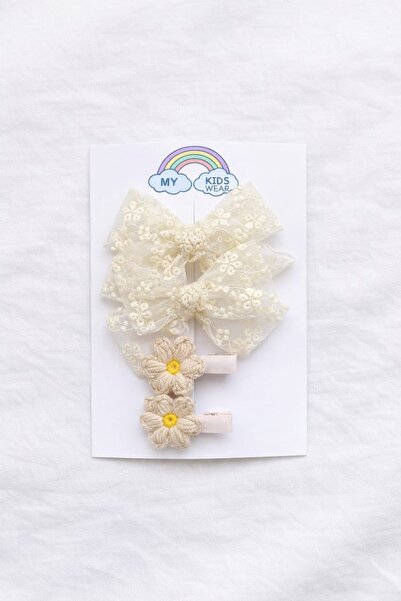 My Kids Wear Set de agrafe pentru fete, cu fundă din dantelă și plasă, realiz...