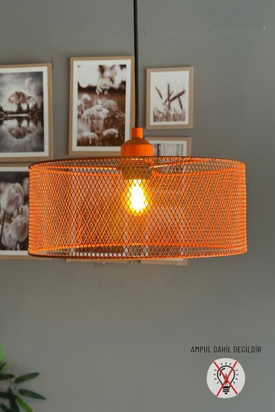 Bamyum Ferix Turuncu Metal Tekli Avize Rustik Modern Sarkıt Aydınlatma