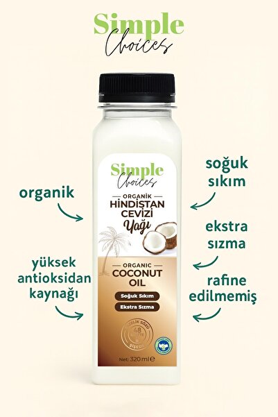 Simple Choices Organik Hindistan Cevizi Yağı -Ekstra Sızma - Soğuk Sıkım 320 ml