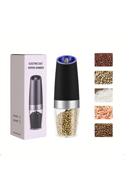 Nobrand Râșniță Electrică 20x7cm din Inox, pentru Sare și Piper cu Inducție G...