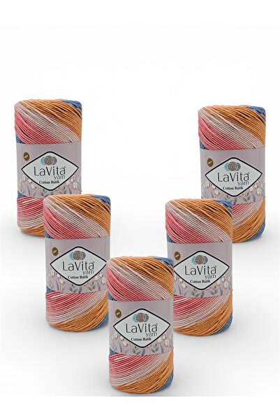 LaVita Yarn Cotton Batik Hand Knitting Yarn 60% Cotton 40% Acrylic 500Gr 5 Pc...