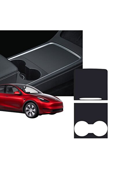 TESLA Model Y - Model 3 Orta Konsol Mat Siyah Kaplama Sticker - 2 Adet