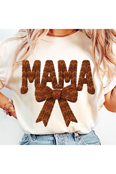 AEMİ Μπλουζάκι Unisex Mama Πλεκτό με τύπωμα oversized