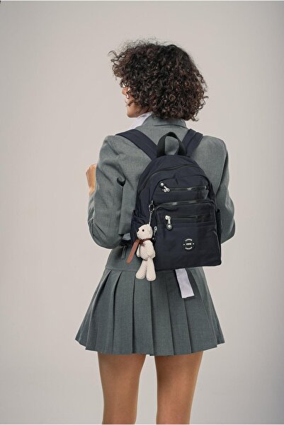 ÇÇS 17953-1 Black Multi-Compartment Waterproof Fabric Women's Backpack - with...