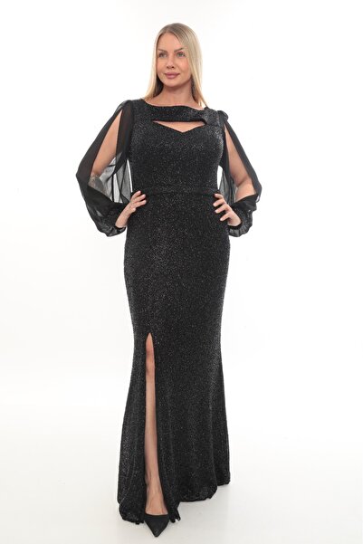 Donna Miranda Yırtmaçlı Pencereli Abiye Elbise