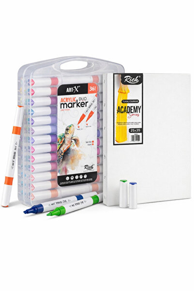 Rich Artx Acrilic Marker Duo 36'lı Akrilik Kalem ve Tuval Seti 25x35