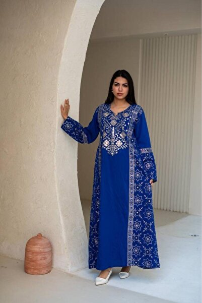 AFandina Luxurious embroidered jalabiya with elegant royal details SM-74