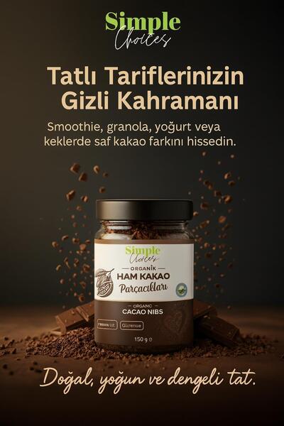 Simple Choices Organik Ham Kakao Parçacıkları 150 gr
