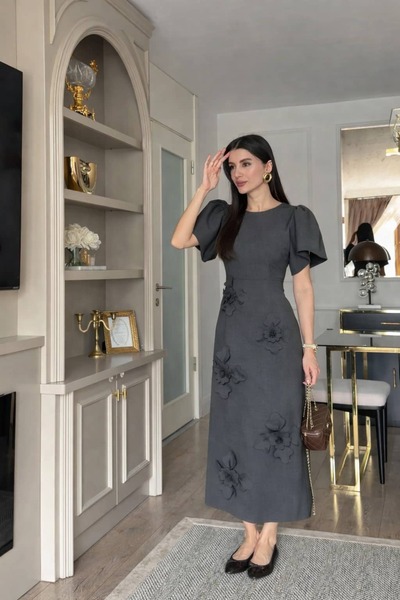 Pulli Collection Floral Detailed Dress Bitter Brown