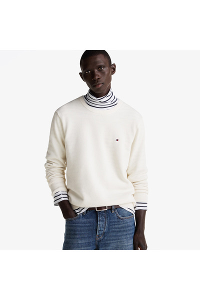 Tommy Hilfiger Essential Structure Round Neck Men's White Sweater