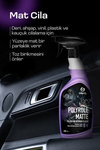 GRASS Üzüm Oto Kokusu Sprey 600 ml – Torpido & Plastik Mat Bakım (Polyrole Ma...