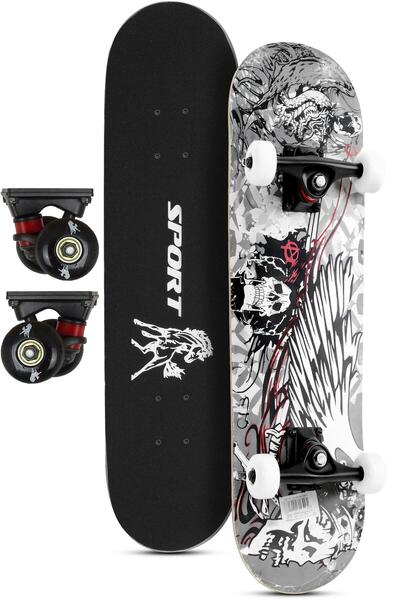 Telvesse Kemik Teker Kaykay Semi-PRO 8 Katman Yüzey Zımparalı Kaymaz Skateboa...