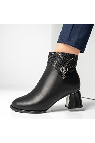 Modlet.ro Women's black thick-heel ankle boots with zipper MOD12881