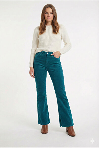 Zümrüt Moda Butik Kadın İspanyol Paça Kadife Pantolon