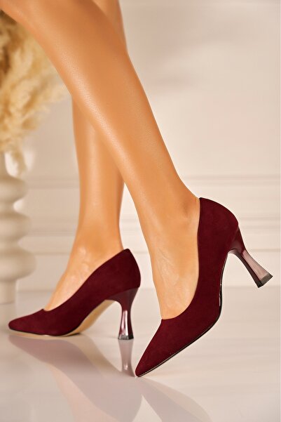Joana Pantofi cu toc Kayana Maroon Suede, mărimea 40
