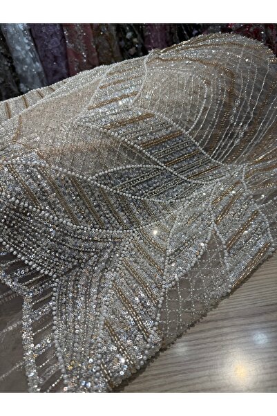 OsmanKumaşDantel Yoğun boncuk ve payet işlemeli dantel (100x145cm)