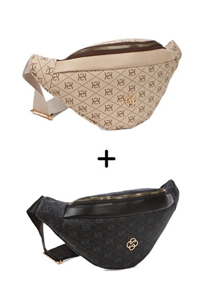 Newish Polo Women's Patterned Cross Shoulder Strap Waist and Shoulder Bag 2 P...