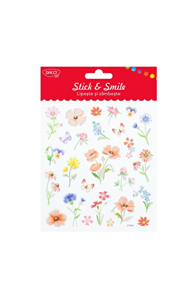 daço Sticker - AB131 Silver Flowers Stick and Smile DACO