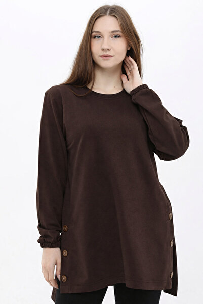 Birol Triko Women's Dark Brown Buttoned Tunic