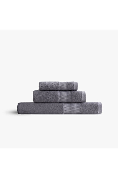 Green Black Set de prosoape Lara, 3 piese, gri închis cu bumbac 100% borduri