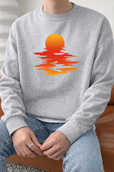 Pink Sky Φούτερ Unisex με τύπωμα με λαιμόκοψη oversized βαμβακερό καθημερινό ...