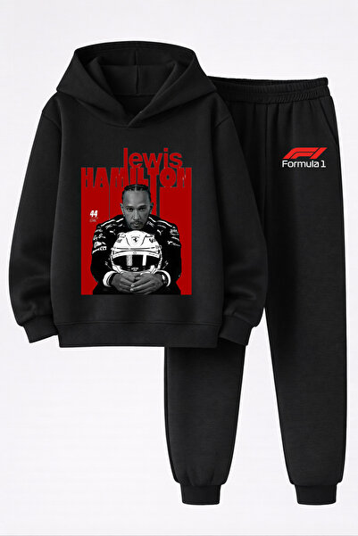 MAGORS طقم سويت شيرت وبنطلون رياضي مطبوع بثلاث خيوط من ليوي هاميلتون للأطفال