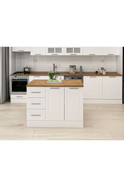 Alvinka 120 Cm Mbr_C Ada Mutfak Dolabı Beyaz Beyaz Mdf