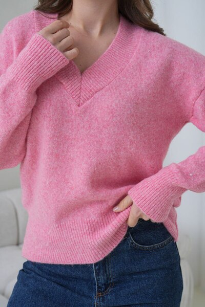 mysimy V-Neck Soft Textured Women's Sweater