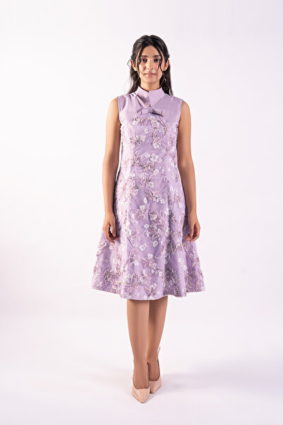 Obaha Floral dress with a high neck
