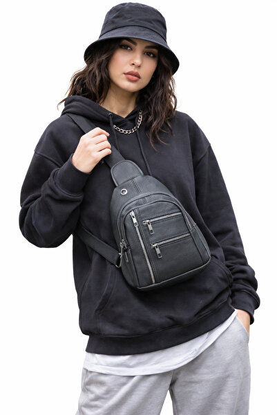 REVENKO Rvn0032S-Unisex Black Body Bag-Backpack-Crossbody Bag-Shoulder Bag-5 ...