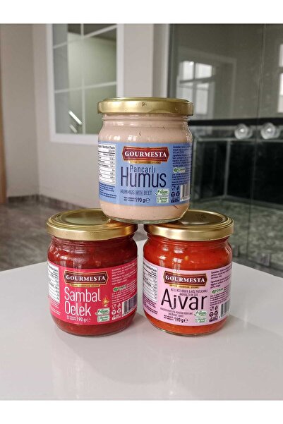 GOURMESTA 210 cc 3'lü Set (Pancarlı Humus, Sambal Oelek, Ajvar)