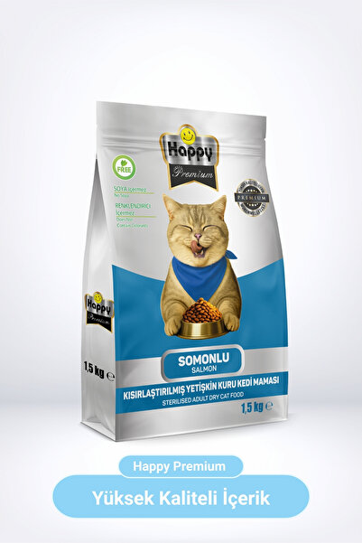 Happy Kısırlaştırılmış Somonlu Kuru Kedi Maması 1,5 Kg