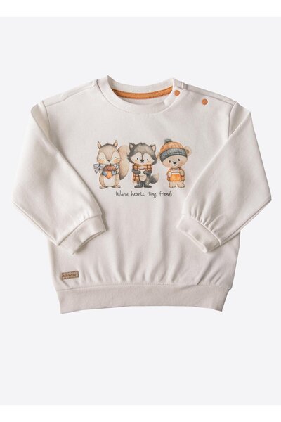 kitikate Organic Tiny Friends Sweat Ecru
