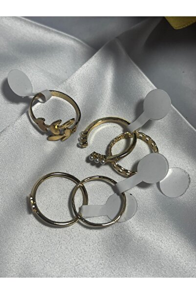 ZC ZERİVA CONSEPT Figürlü Gold Renkli 5'li Eklem Yüzüğü