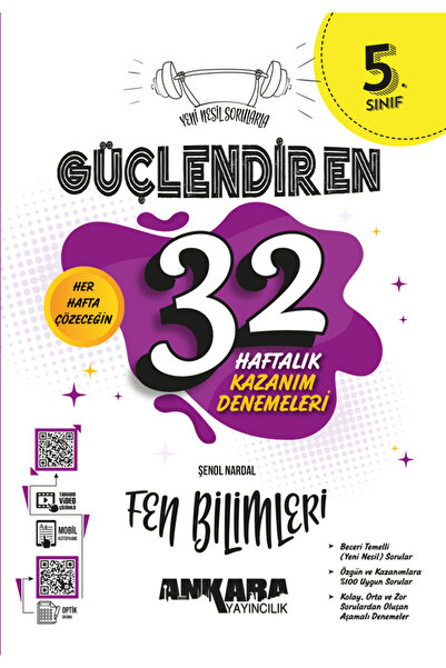 Ankara Yayıncılık 5. Sınıf Güçlendiren 32 Haftalık Fen Bilimleri Kazanım Dene...