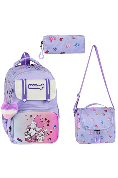 Çınka Bags Water Resistant Fabric Backpack Set with Back Support, Lunch Box a...