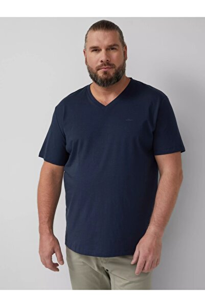 s.Oliver Big Sizes Men's big size T-shirt, with anchor, cotton, Black