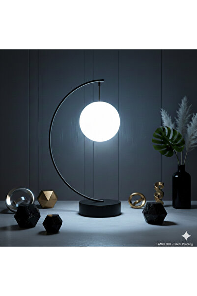 VEYRA LAMBEDER Modern Küre Tasarım Siyah Metal Masa Lambası