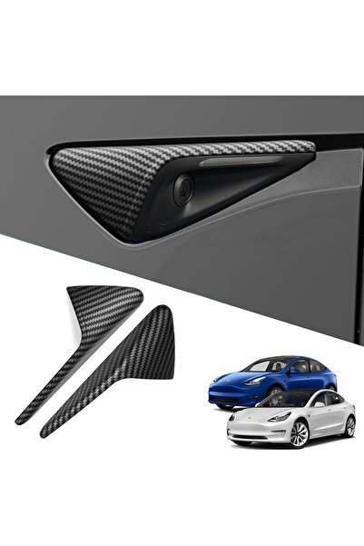 TESLA Model Y - Model 3 Yan Kamera Çerçeve Kapağı - Karbon Kaplama - HW3.0 - ...