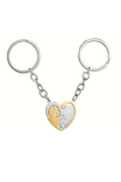 HER ŞEY NOTA www.herseynota.com Set de brelocuri pentru cupluri, cu inimă împ...