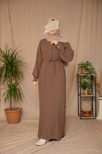 Nissra Ankanoor Pearl Buttoned Pleated Design Dress Anka265129