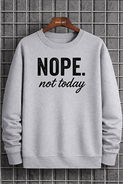 Pink Sky Unisex Oversized Cotton Printed Sweatshirt Nope