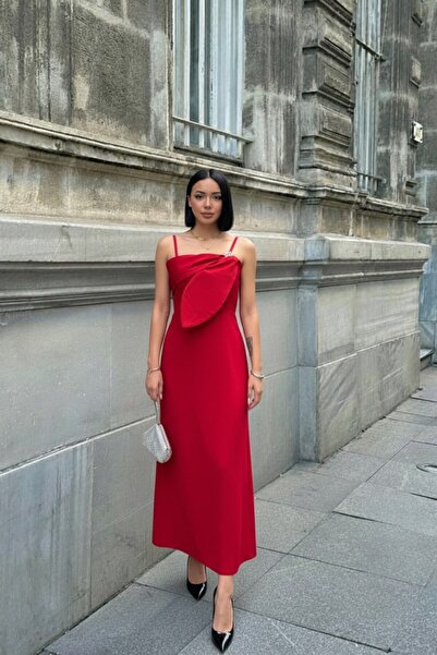 ALFUDO Moda Collection Strappy Draped Midi Dress