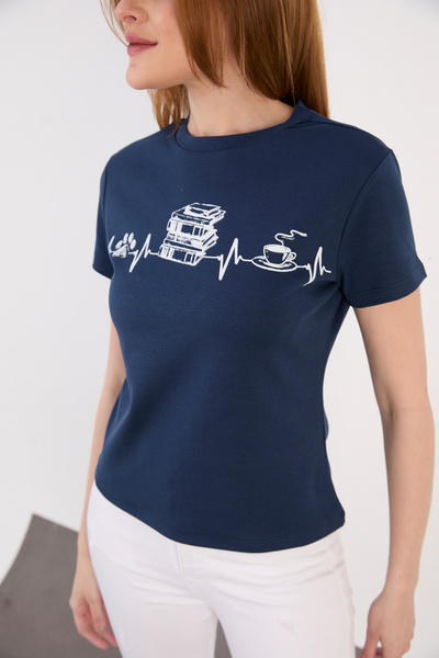 ZAZZONİ Printed Short Sleeve Women's T-Shirt