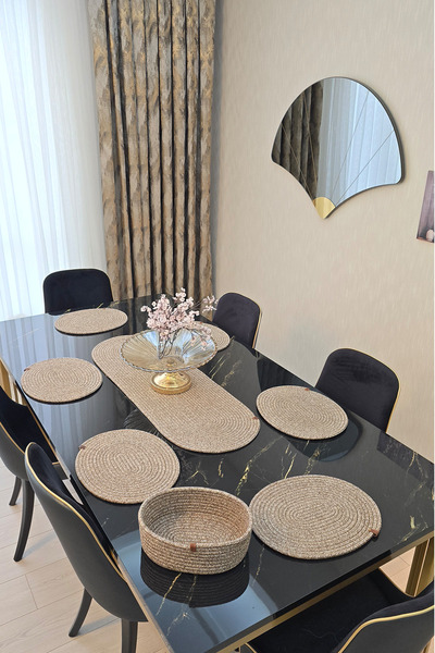 KAAN HOME Set de 6 tăvi ovale, 1 tavă decorativă, 1 coș de pâine decorativ, s...