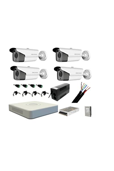 Hikvision Complete Kit 4 Outdoor Surveillance Cameras FULL HD 40 m IR with Ba...