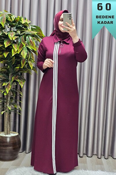 Elmas Tesettür Îmbrăcăminte pentru femei Rochie lungă cu trei dungi, mărime mare