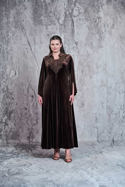 QUİZAS Plus-Size Abaya Set with Inner Dress and Stylish Embellishments